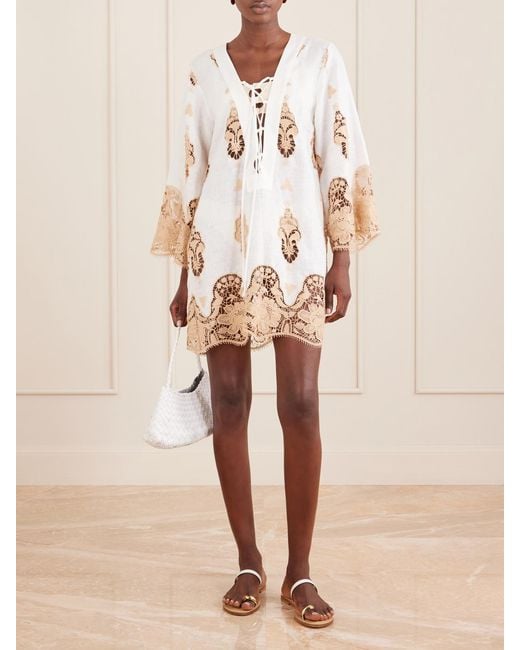 Miguelina Natural Sonnet Broderie Anglaise Linen Coverup