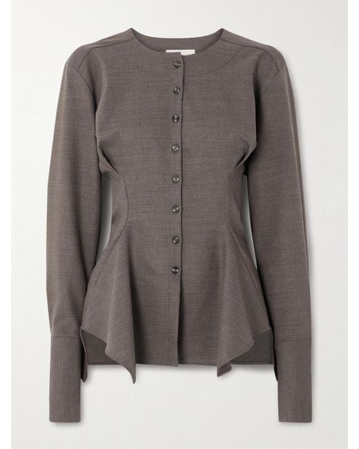 LIBEROWE Gray Lavinia Woven Peplum Blouse