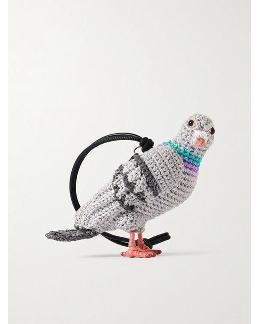 J.W. Anderson Multicolor Pigeon Crocheted Cotton And Leather Bag Charm