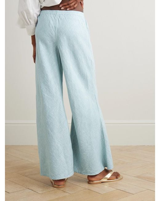 Suzie Kondi Blue Anesi Linen Flared Pants