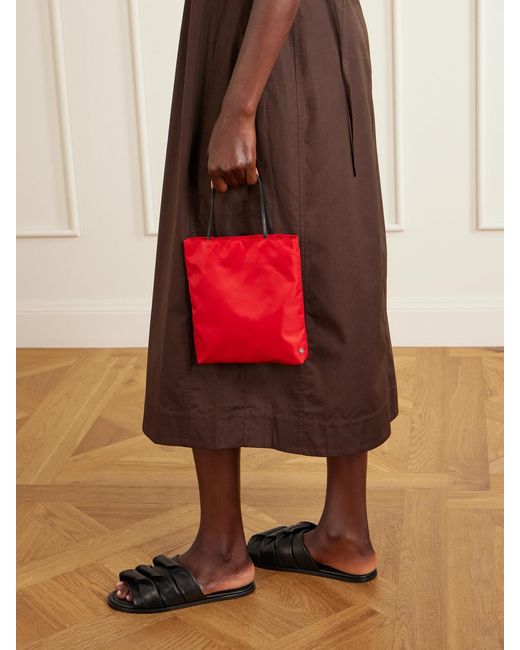 Valesque Red Thea Leather-Trimmed Nylon Tote Bag