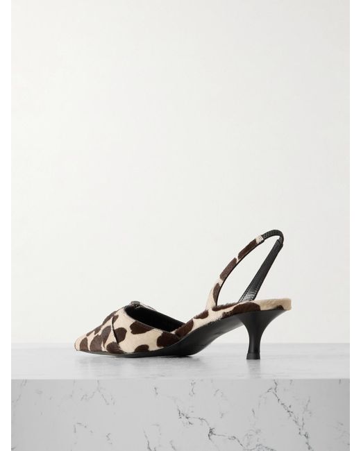 Givenchy Natural Voyou Buckled Printed Calf Hair Slingback Pumps