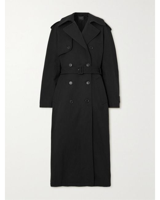 Balenciaga Black Hourglass Oversized Double-Breasted Wool And Cotton-Blend Trench Coat