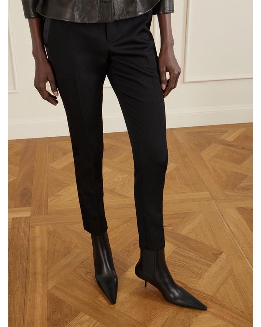 Saint Laurent Black Victoire Leather Ankle Boots
