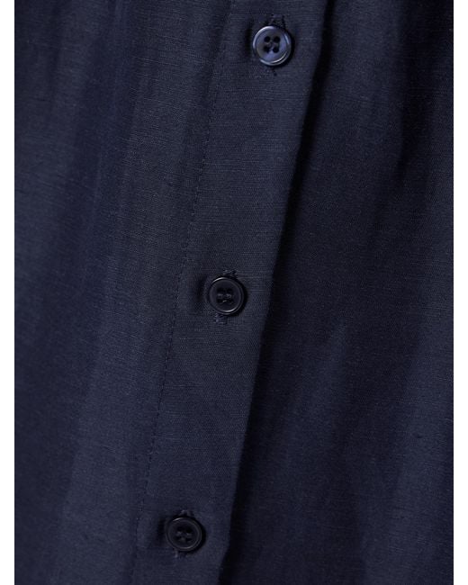 Rosie Assoulin Blue Jane Belted Woven Midi Shirt Dress