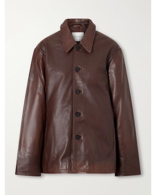 Studio Nicholson Brown Landau Leather Jacket