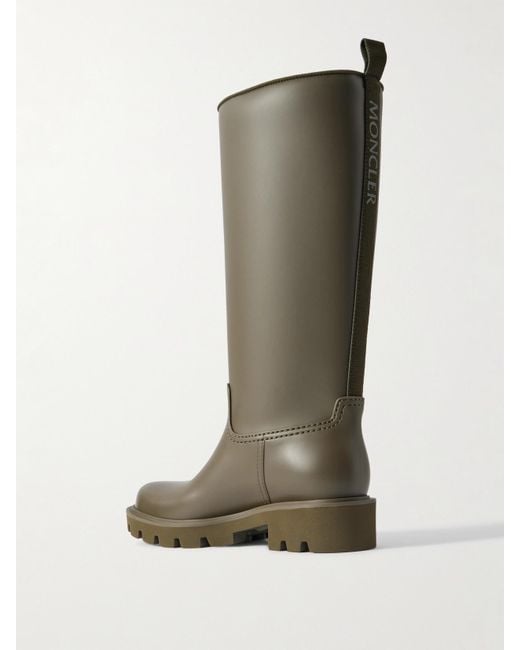 Moncler Green Kickstream Pvc And Shell Knee Boots