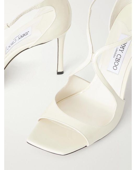 Jimmy Choo White Azia 95 Patent-Leather Sandals