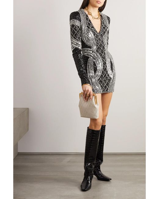Balmain Black Minikleid Aus Crêpe Mit Verzierungen
