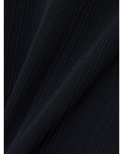 Theory Blue Plissé-Crepe Straight-Leg Pants