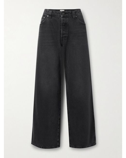 Khaite Black Winslow Mid-Rise Straight-Leg Jeans