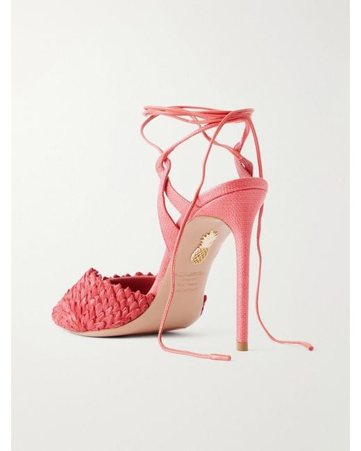 Aquazzura Red Rio Flirt 105 Raffia Sandals