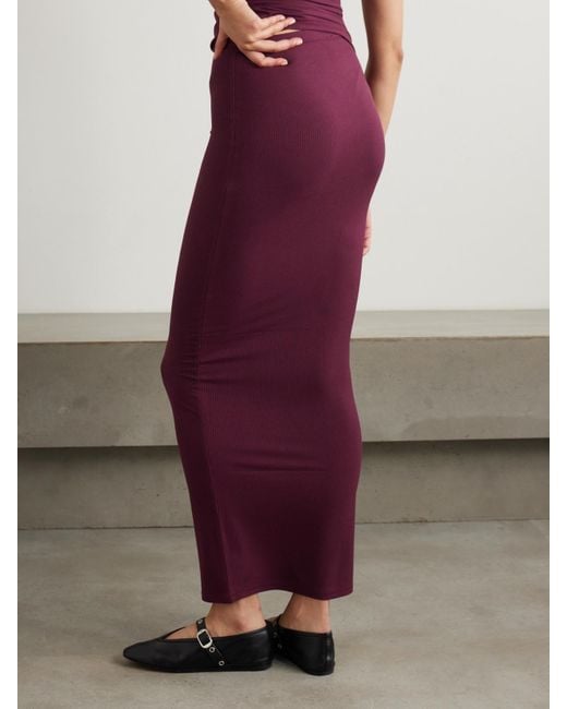 Skims Purple Soft Lounge Ribbed Stretch-Modal Maxi Skirt