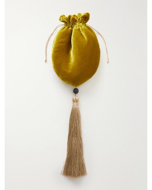 Le Sundial Yellow Lee Velvet Clutch