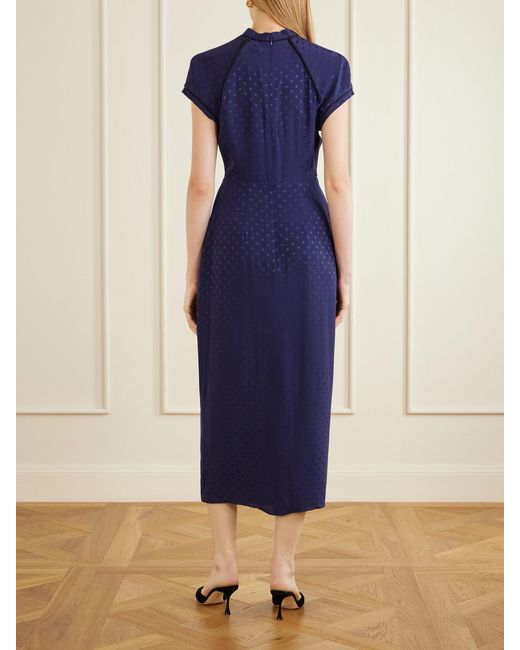 Alessandra Rich Blue Silk Jacquard Midi Dress