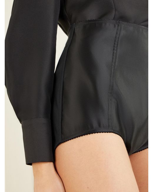 Dolce & Gabbana Black Satin High Waist Shorts