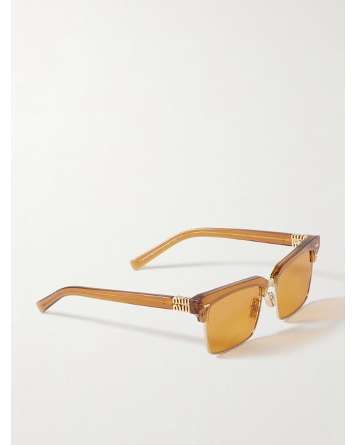 Miu Miu Natural Square-Frame Acetate And-Tone Sunglasses