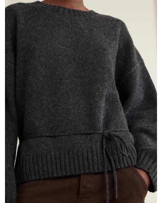 St. Agni Black Belted Wool Sweatshirt