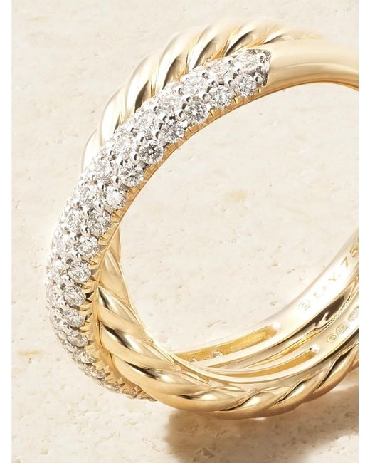 Bague En Or 18 Carats (750/1000) Et Diamants Crossover Two Row David Yurman en coloris Natural