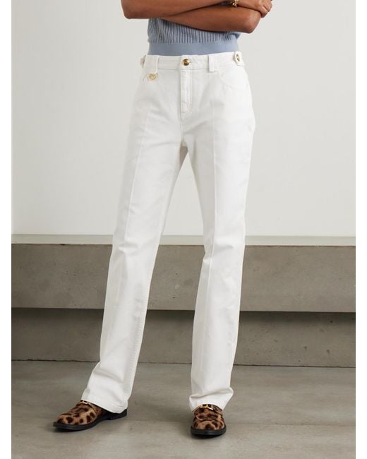 Chloé White Embellished Mid-Rise Straight-Leg Jeans