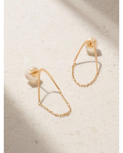 Melissa Joy Manning Natural Single Chain V Drop 14-Karat Recycled Earrings