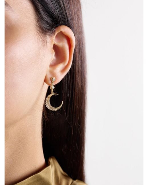 Jacquie Aiche Natural Crescent Mini Einzelner Ohrring Aus 14 Karat Mit Diamanten