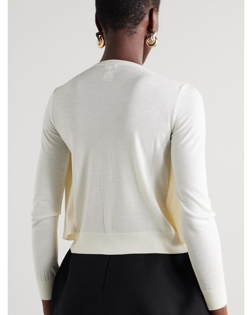 Loewe White Layered Wool Cardigan
