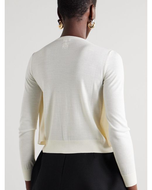 Loewe White Layered Wool Cardigan
