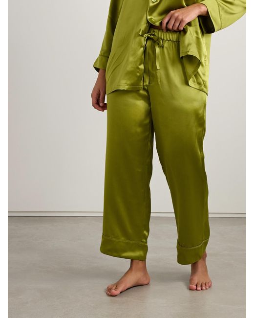 Olivia Von Halle Green Fifi Silk-Satin Pajama Set