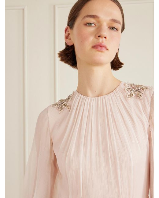 Erdem Pink Crystal-Embellished Crêpon Gown
