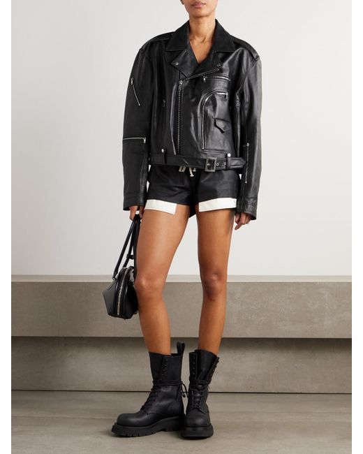 Rick Owens Black Belted Leather Biker Jacket