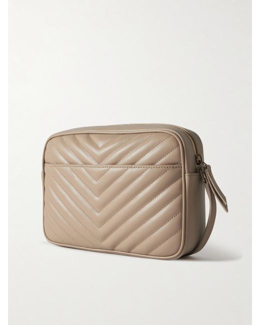 Saint Laurent Natural Lou Mittelgroße Schultertasche Aus Gestepptem Leder