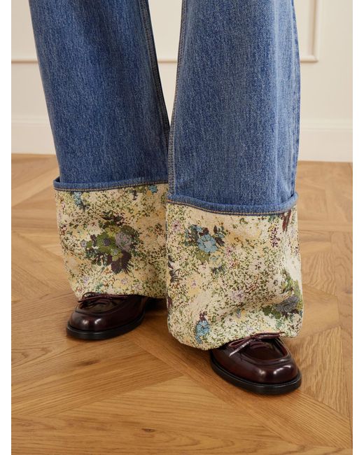 ALÉMAIS Blue Marcel Printed Straight-Leg Jeans