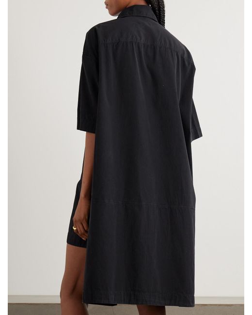 J.W. Anderson Black Embroidered Cotton-Voile Midi Shirt Dress