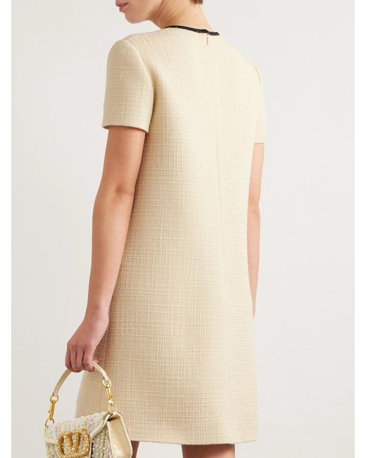 Valentino Garavani Natural Bow-Embellished Wool-Blend Tweed Mini Dress