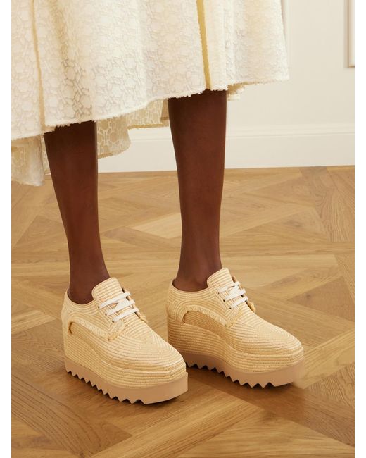 Stella McCartney Natural Elyse Woven Raffia Platform Brogues
