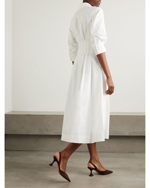 Robe-Chemise Midi En Popeline De Coton Mélangé À Plis Jazz Jonathan Simkhai en coloris White