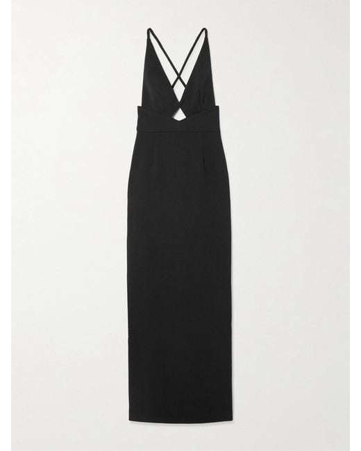 Solace London Black Milly Cutout Crepe Gown