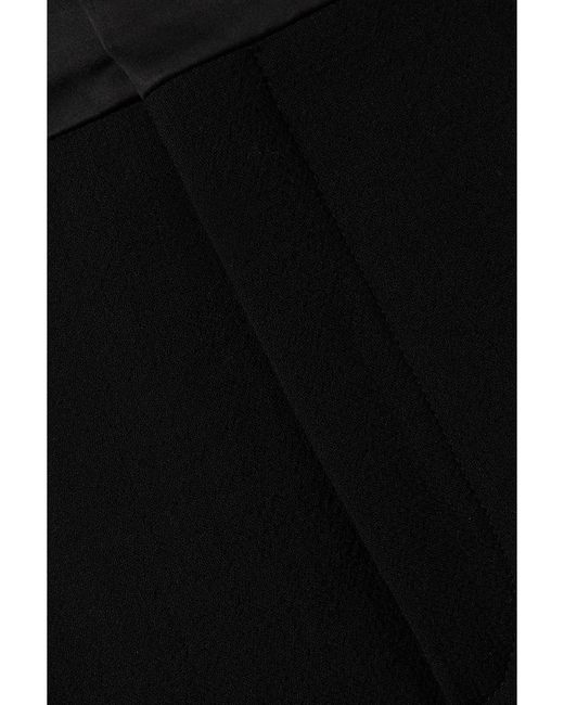 Chloé Black Satin-Trimmed Wool-Crepe Straight-Leg Pants