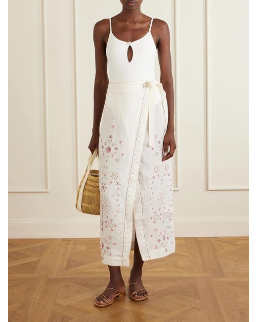 Agua Bendita Natural Litoral Playa Printed Linen Coverup