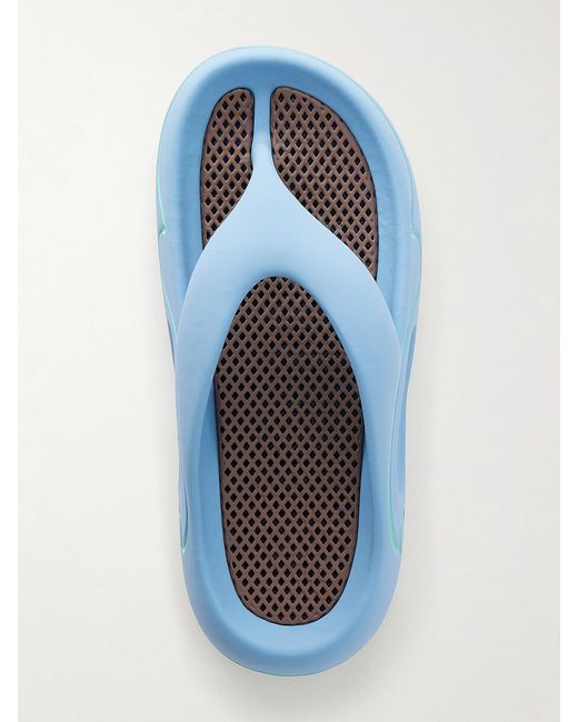 Rabanne Blue 3D Logo-Embossed Thong Sandals