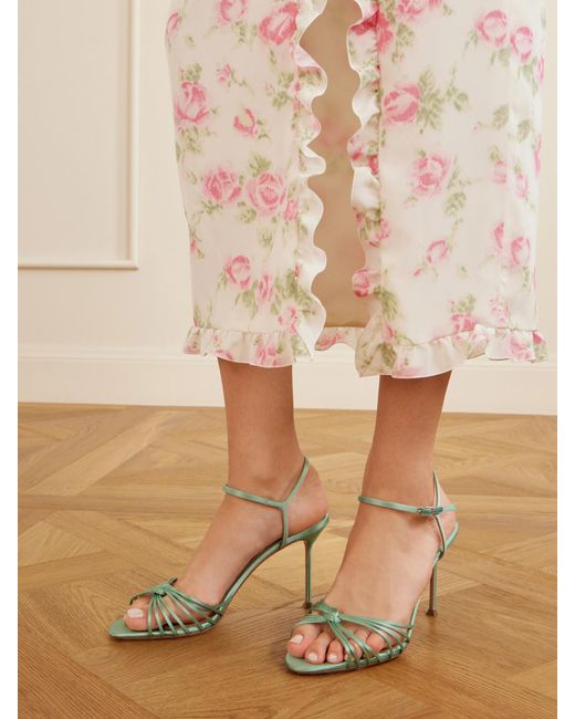 Aquazzura Metallic Serenity 85 Knotted Satin Sandals