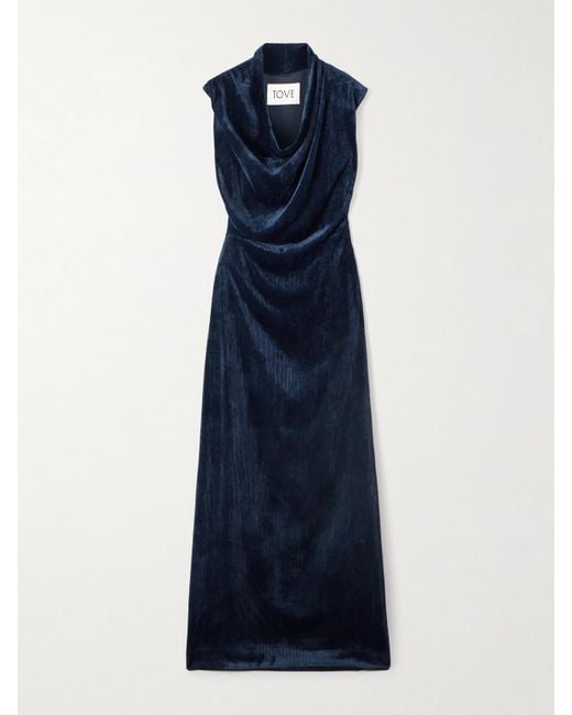 TOVE Blue Naeve Ribbed Chenille Maxi Dress