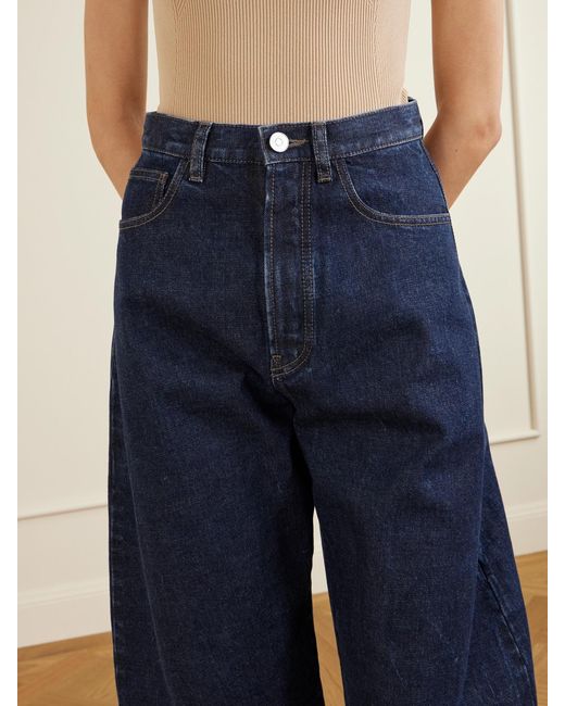 Alaïa Blue High-Rise Barrel-Leg Jeans