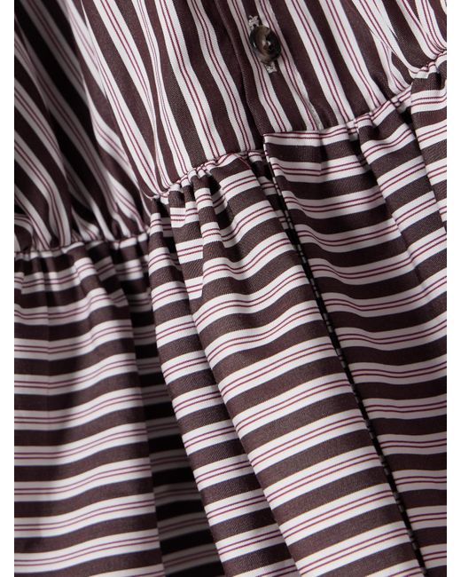 LIBEROWE Purple The Vanguard Striped Cotton-Poplin Peplum Blouse