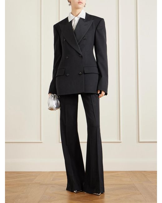 Stella McCartney Black Double-Breasted Twill-Trimmed Wool Blazer