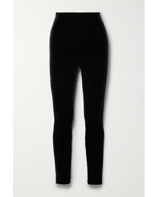 Wardrobe NYC Stretch-velvet Leggings in Black