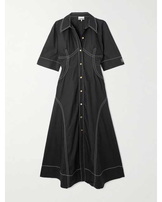 knee length dresses for ladies Cotton Poplin Midi Dress | GANNI