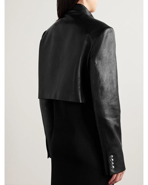 Khaite Black Samuelson Cropped Leather Jacket