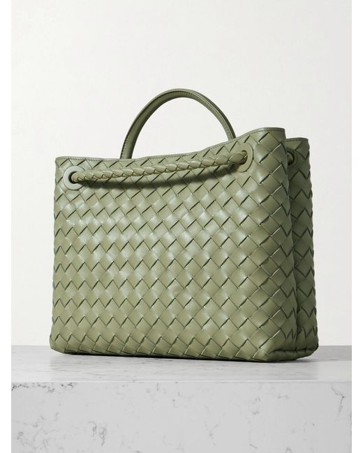 Bottega Veneta Green Andiamo Medium Intrecciato Leather Tote